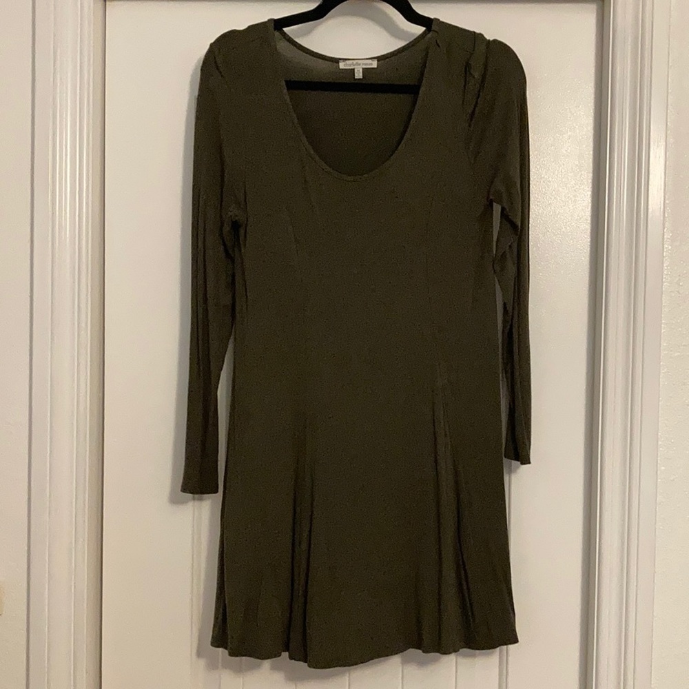 Charlotte Russe Long-sleeve Green T-shirt Dress